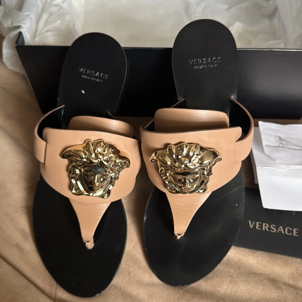 Versace tan gold Medusa sandals - Picture 13 of 15